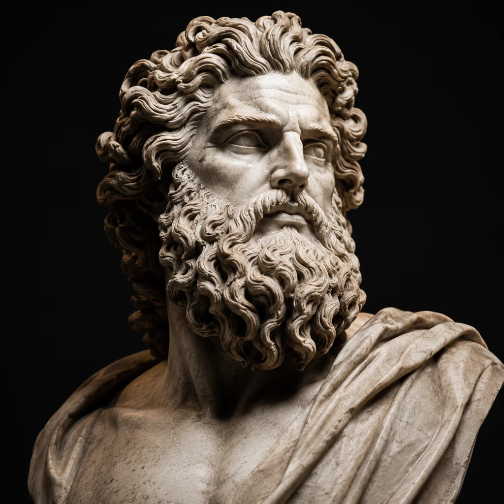 Greek statue bust reference photo for tattoo stencil generation