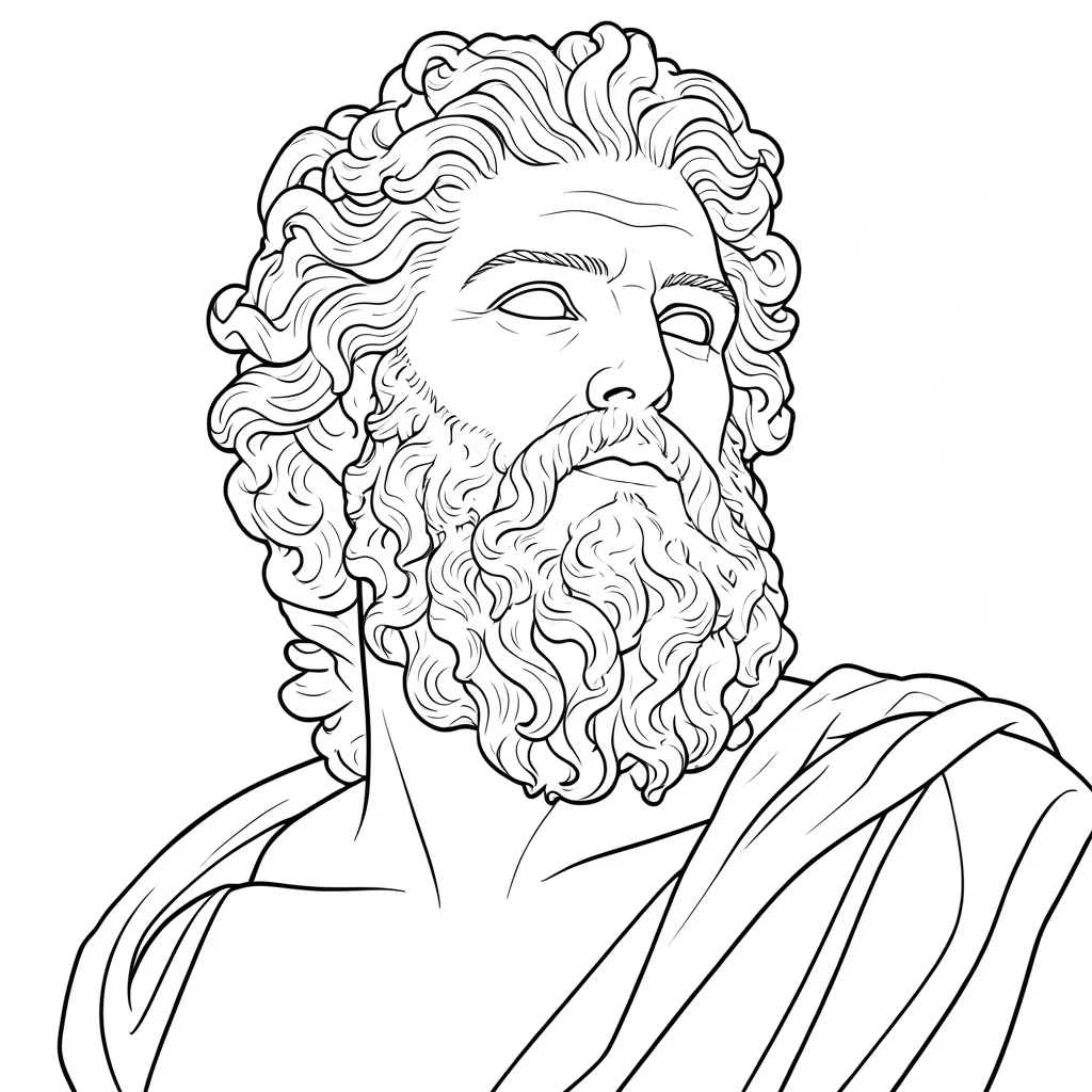 AI tattoo stencil line art generated from Greek statue bust photo