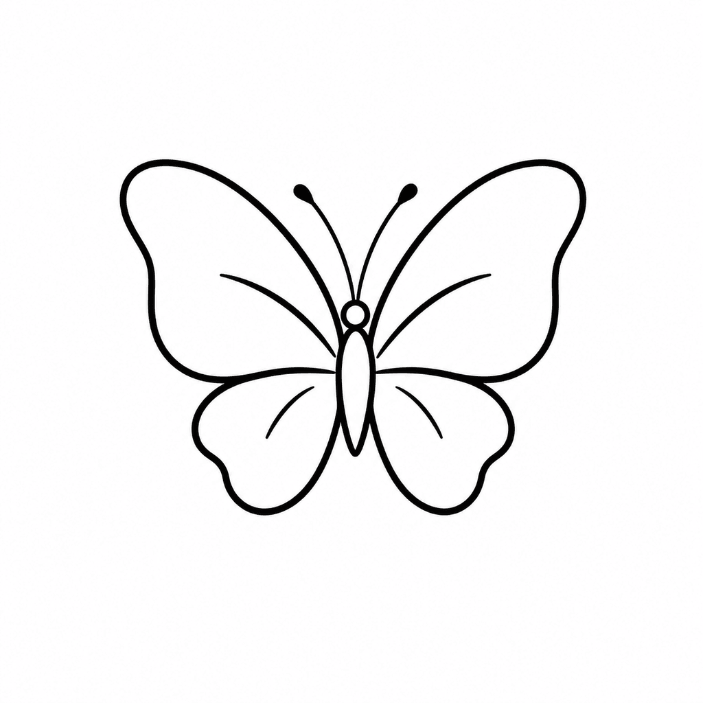A small butterfly stencil with rounded wings and a few interior marks. It keeps a popular fine-line motif beginner friendly.