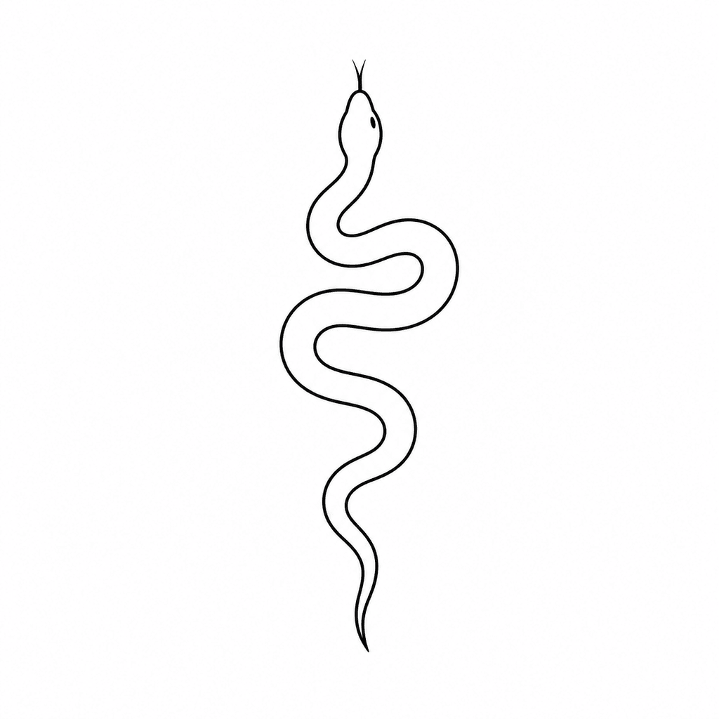 A simple snake stencil with an S-curve body and minimal facial detail. It gives beginners a curved silhouette without scale texture.