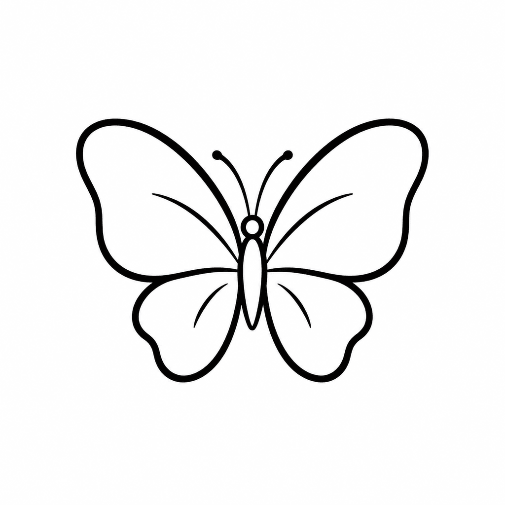 A low-detail butterfly stencil with bold outer lines and minimal interior marks.