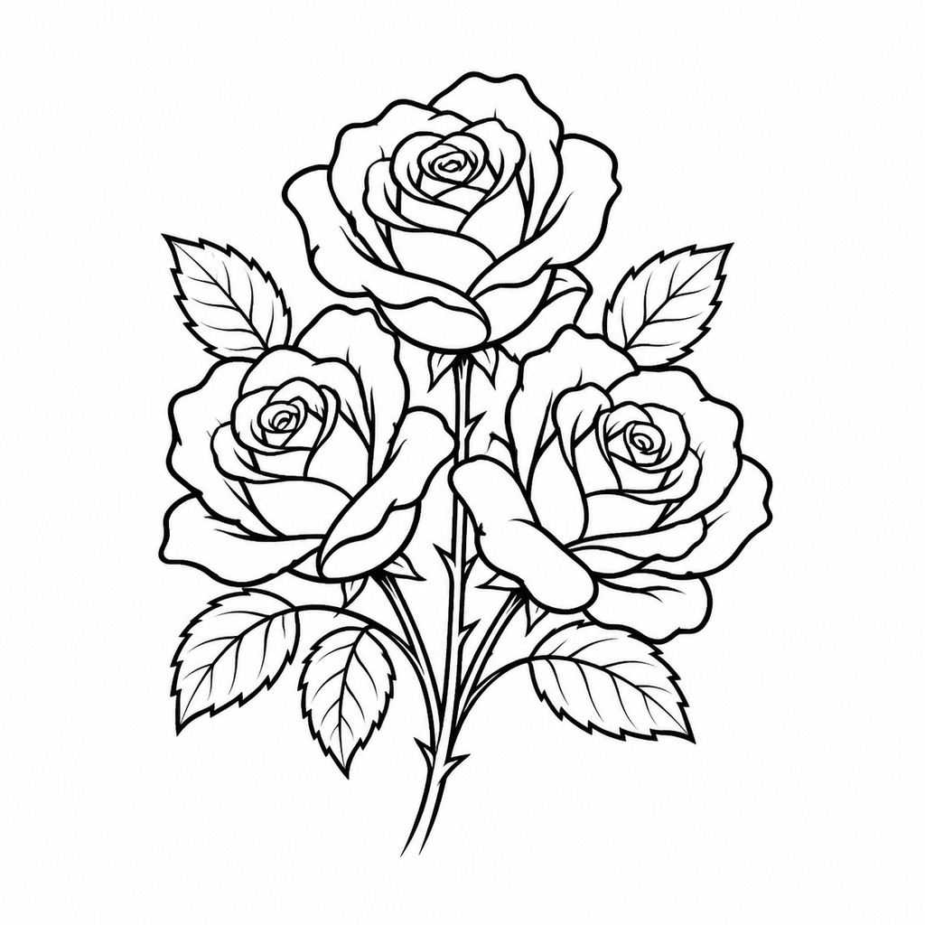 A compact multi-rose stencil for comparing how several blooms stay readable in one design.