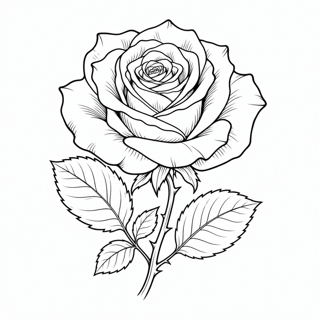 Rose tattoo stencil generated from a flower reference