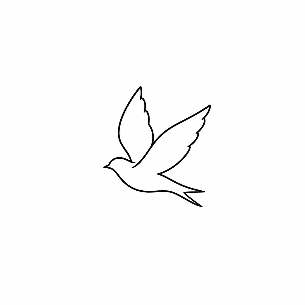 A small flying bird stencil with open wings and minimal feather detail. It is useful when the silhouette matters more than interior lines.